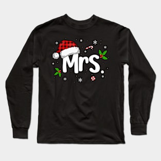 Mr and Mrs Claus Couples Christmas Pajamas Santa Family Xmas Long Sleeve T-Shirt